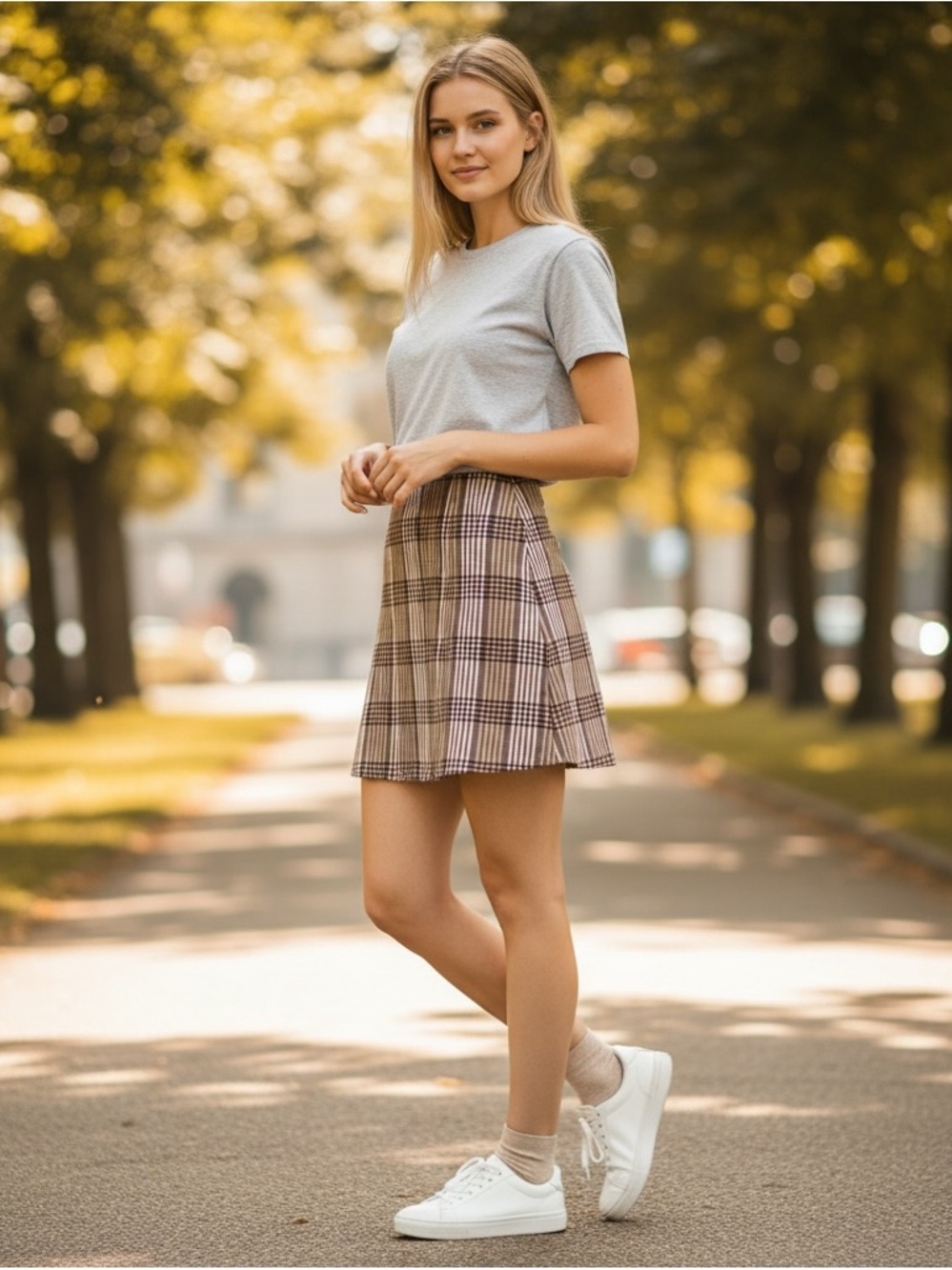 Urban Outfitters Plaid Skater School Girl mini Skirt Pink & Maroon size XS